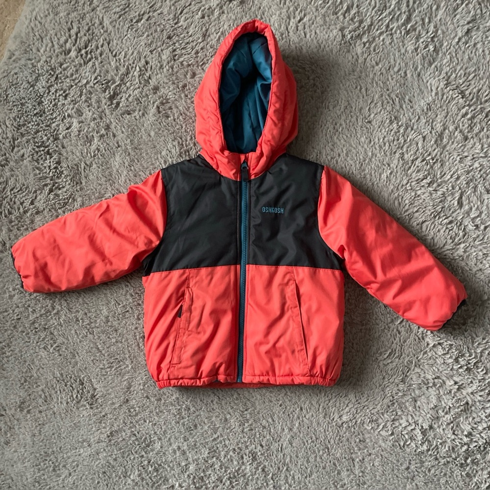 Osh Kosh B'gosh Boys Orange/Charcoal Gray  Heavyweight Jacket Puffer Coat Size 4